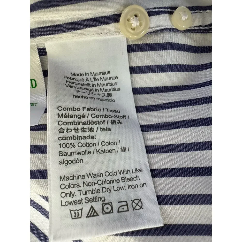 J. Crew Secret Wash Men’s Shirt White Blue Stripe XXL 100’s 2-ply Slim Fit #7188